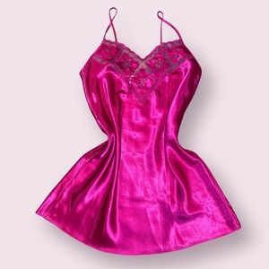 Vintage Val Mode Lingerie Fuchsia Pink Slip Dress